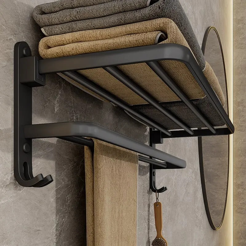 50cm Black - Aluminium Towel Rack